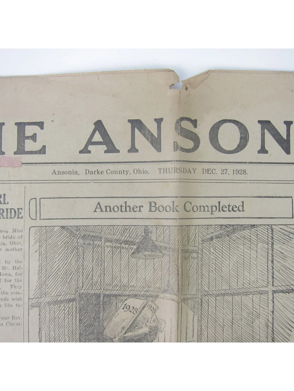The Ansonian Newspaper Ansonia Darke County Ohio Thursday Dec 1928 Antique RARE